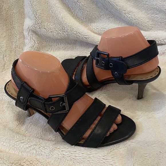 Coach Rapture Black Soft Leather Criss-Cross Strappy Slingback Heels Sz 9.5 EUC - Picture 6 of 9